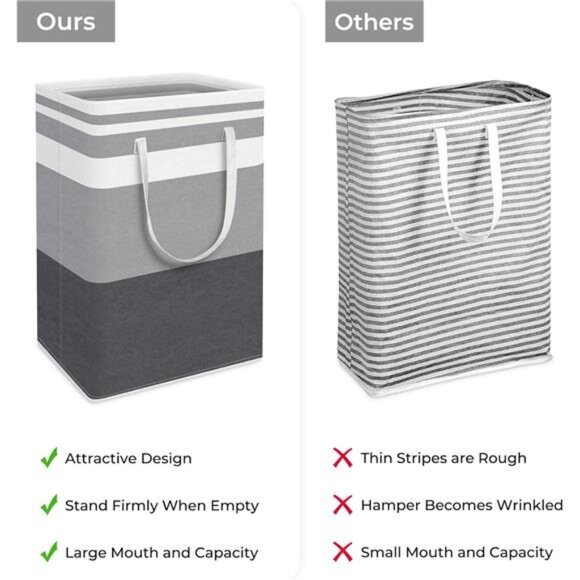 2-Pack Large Laundry Basket, Waterproof, Freestanding Laundry Hamper,Collapsible - Picture 5 of 7